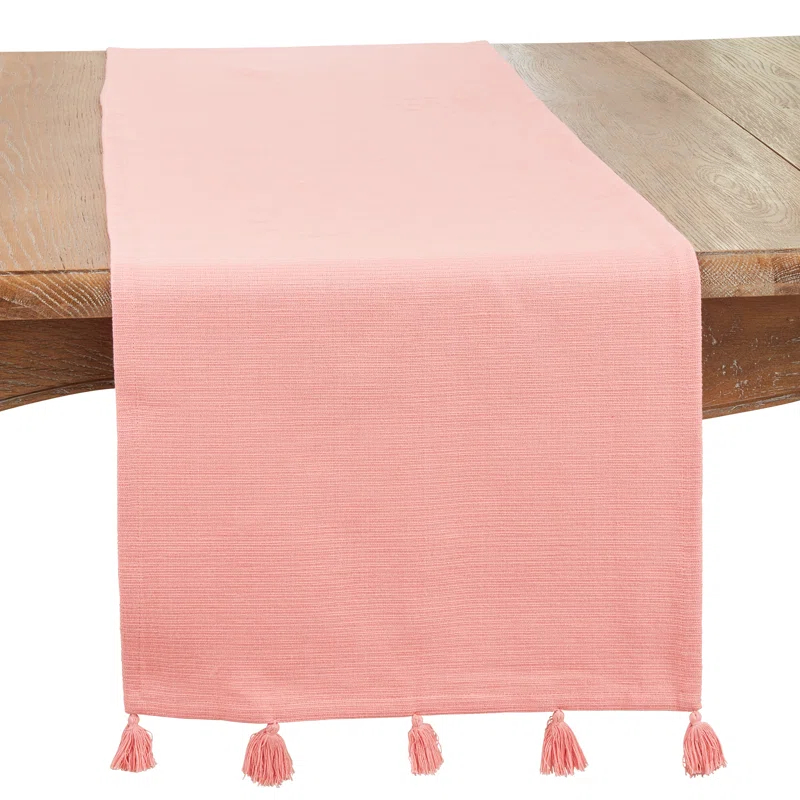 Saro Minimalist Luxe Tassel Table Runner