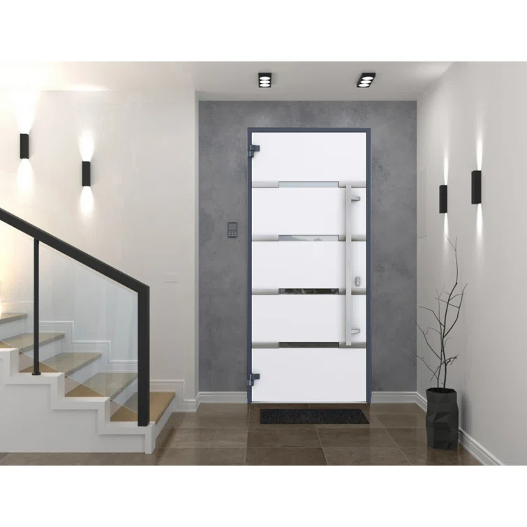 VDomDoors Deux Gray Exterior Metal Prehung Front Entry Doors