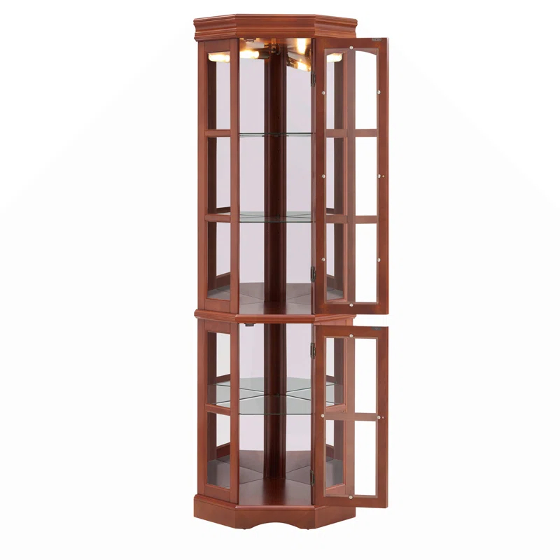 Mugsy Corner Curio Cabinet With 5 Shelves And Lighting System(E26 Light Bulb Not Included)
