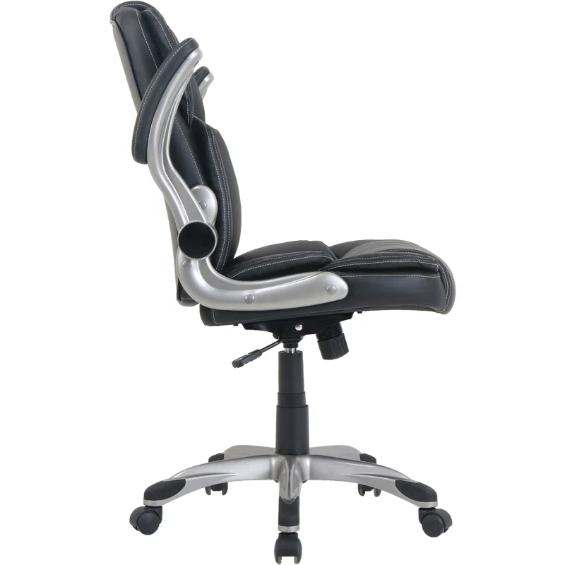 Lorell Soho Flip Armrest Mid-back Leather Chair | Wayfair