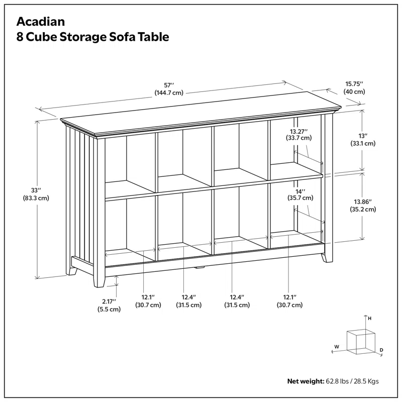 Simpli Home Acadian 57"W Solid Wood Storage Console Table