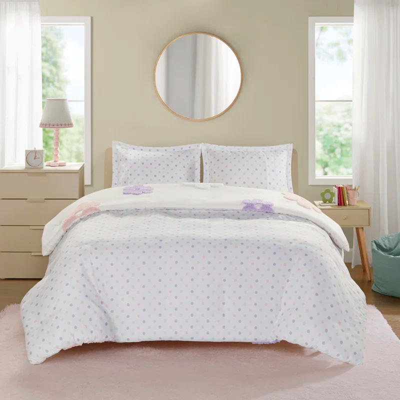Gracie Floral Reversible Tufted Chenille Duvet Cover Set
