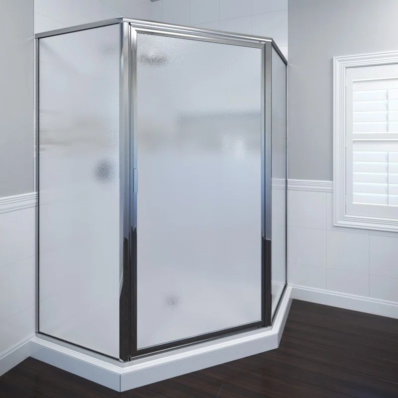 Basco DLXH60B1765CLSV Deluxe 57.625'' W 68.625'' H Framed Neo-angle Reversible Shower Enclosure