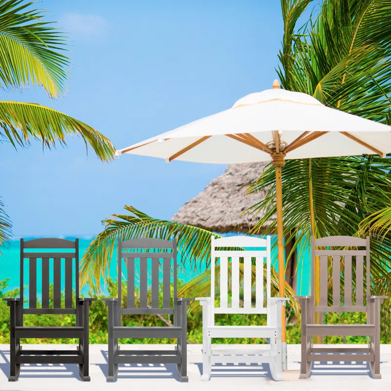 Oxing HDPE Outdoor Rocking Chair (Set of 2)