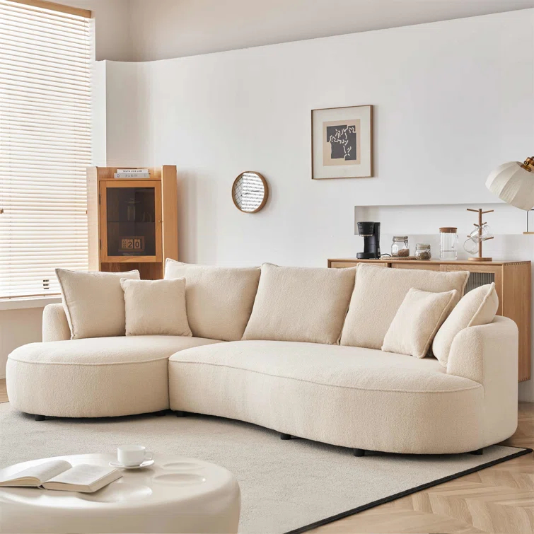 Excellent Future 122.8" Curved Sofa Modern Curved Couch Living Room Modular Sectional Sofa