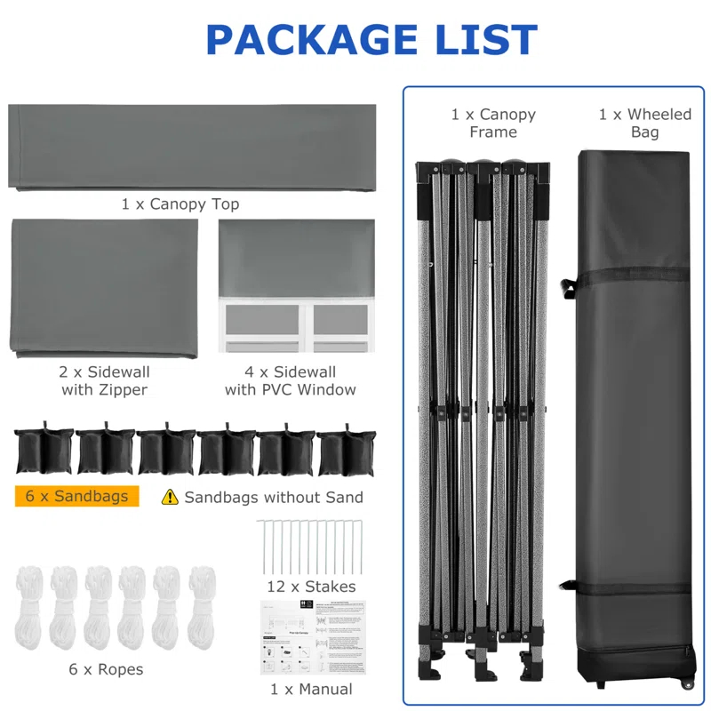 HOTEEL 10'Wx20'D Heavy Duty Pop up Canopy Tent with 6 sidewalls Easy Up Commercial Outdoor