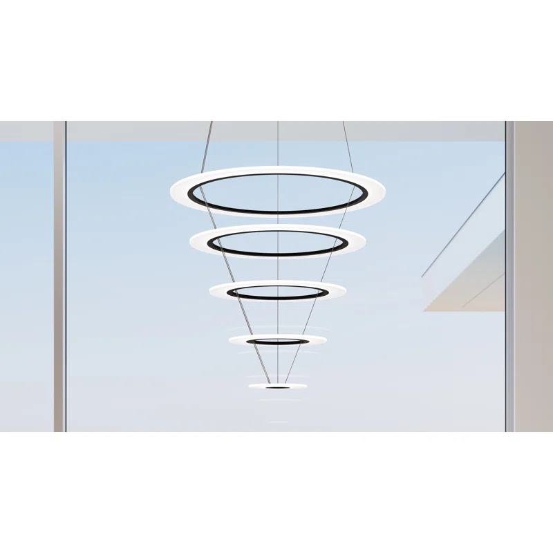 Arctic Rings 5 - Light Acrylic Dimmable LED Tiered Chandelier