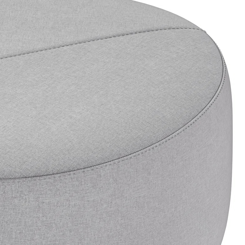 Simpli Home Moore 32"W Large Round Ottoman with Upholstered Seat and Solid Wood Frame, Assembled