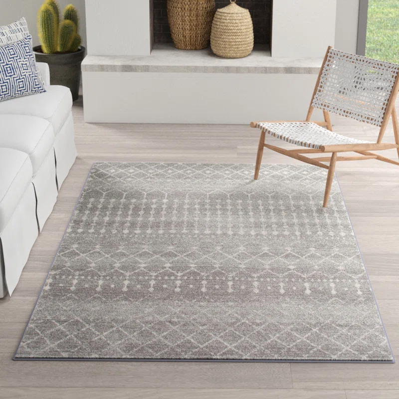Union Rustic Amanuel Moroccan Geometric Area Rug in Dark Gray