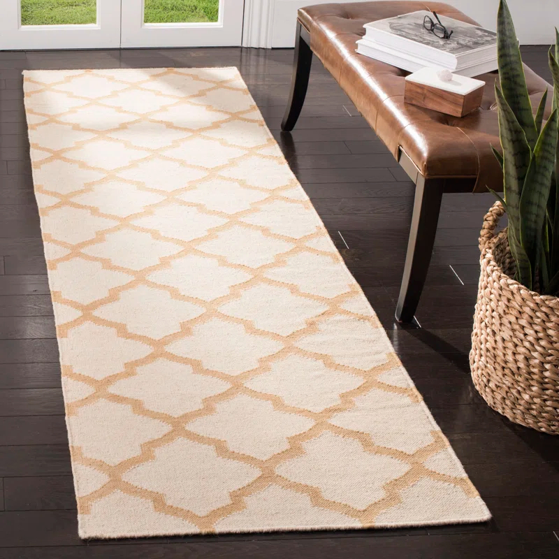 Winston Porter Milltown Hand Woven Flat Weave Wool Geometric Rug