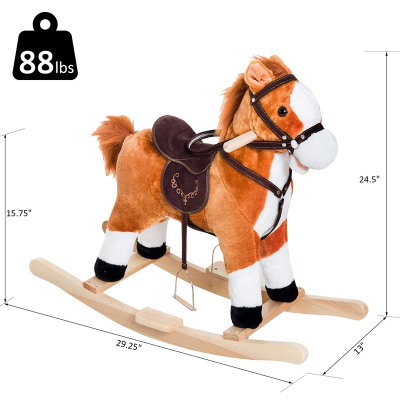 Qaba Kids Plush Toy Rocking Horse