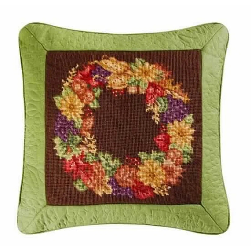 C&F Home Autumn Wreath Needlepoint Pillow