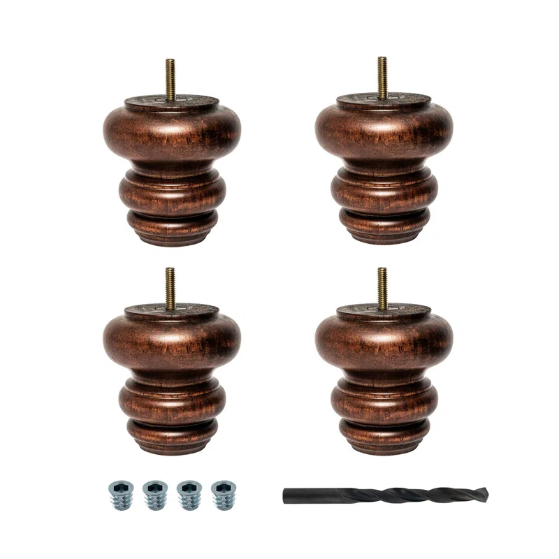 5 in x 4 in Stained Solid Hardwood Round Sofa Leg (Set of 4)