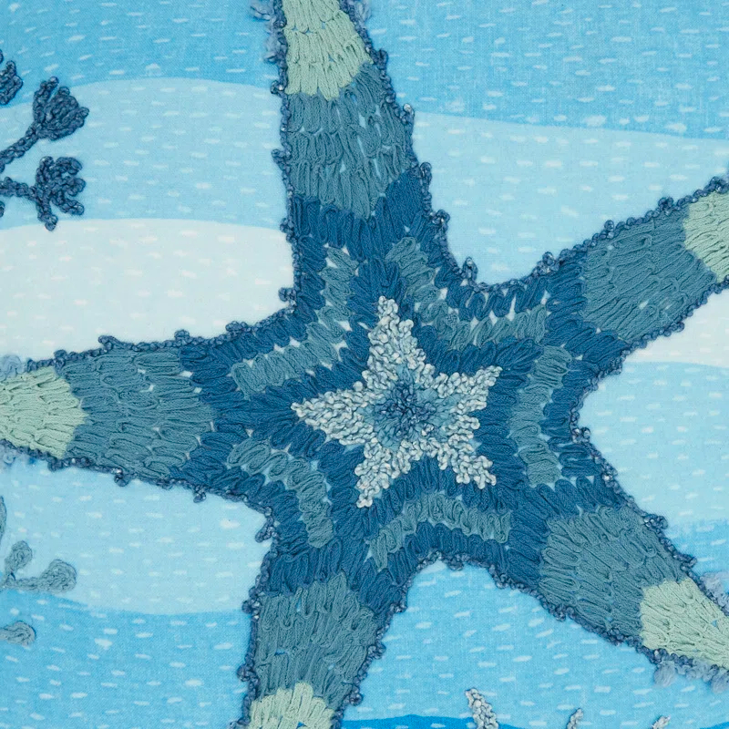 Saro Outdoor Embroidered Starfish Pillow Cover