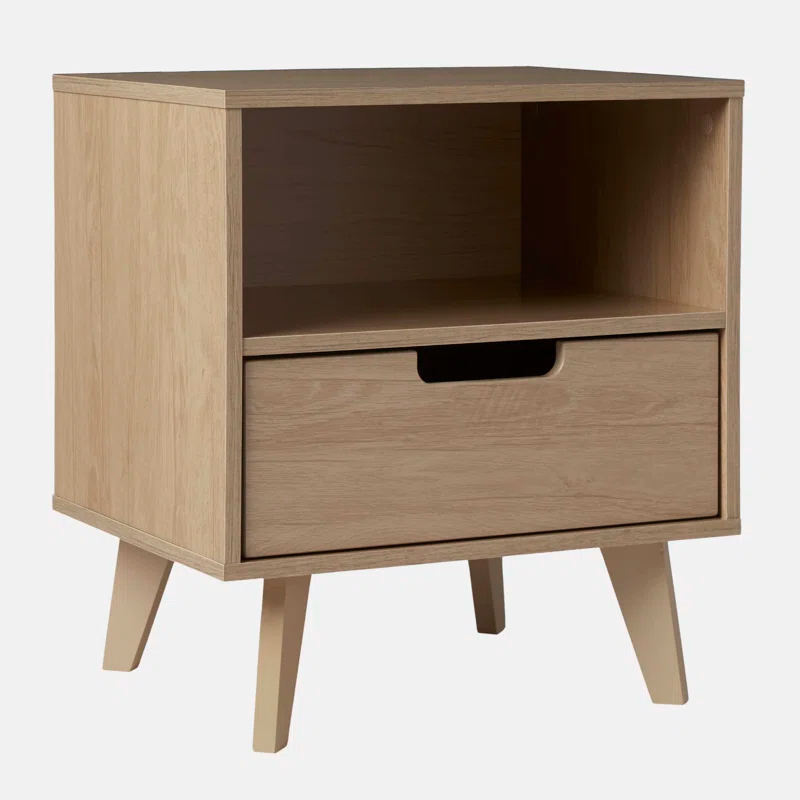 George Oliver Modern 1-Drawer Nightstand with Open Cubby - Riviera