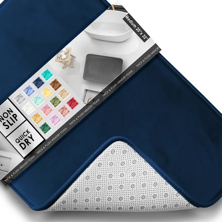 Clara Clark Ultra Soft and Absorbent Memory Foam Bath Rug Set with Non-Slip Backing