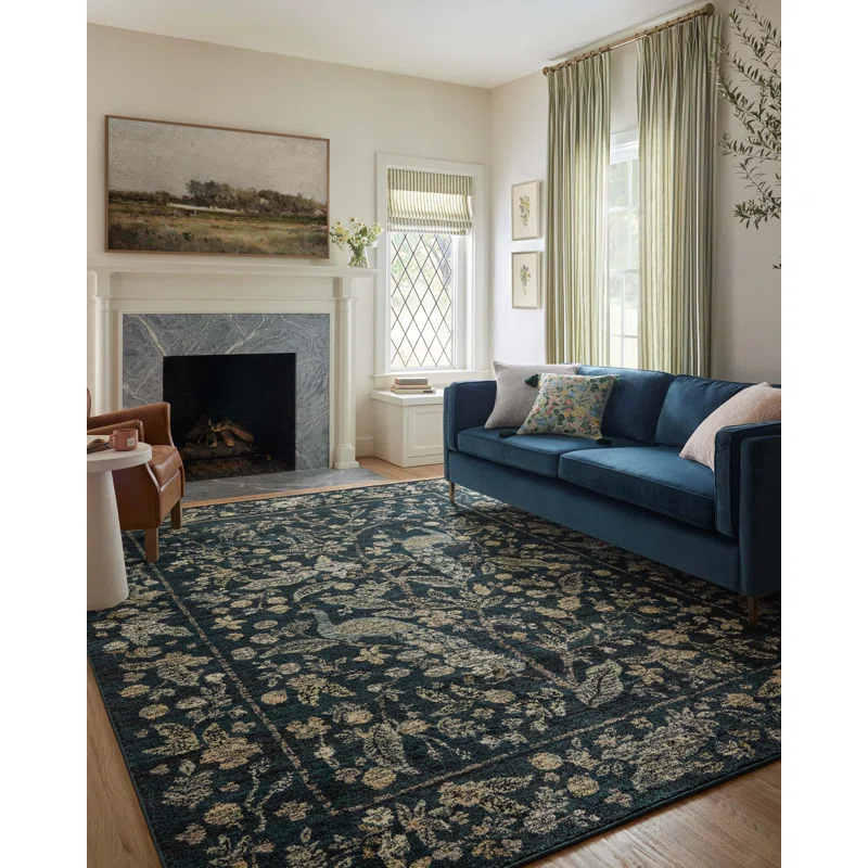 Rifle Paper Co. x Loloi Laurel Navy Area Rug