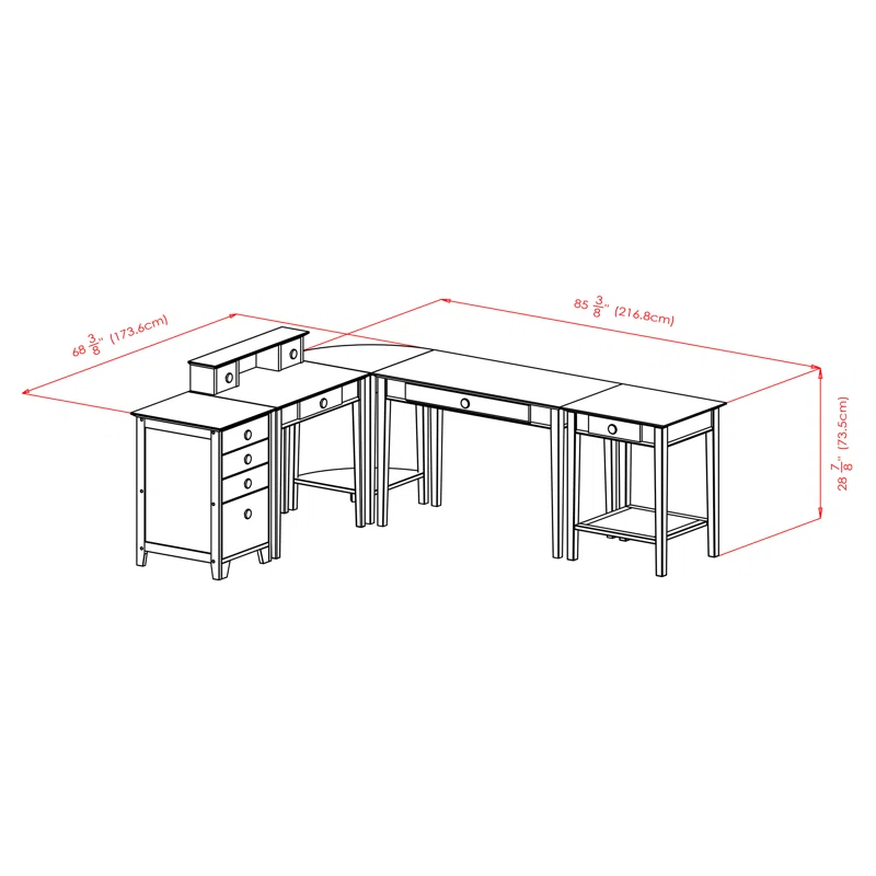 Rosalind Wheeler Zimmer 5 L-Shaped Writing Desk Office Set