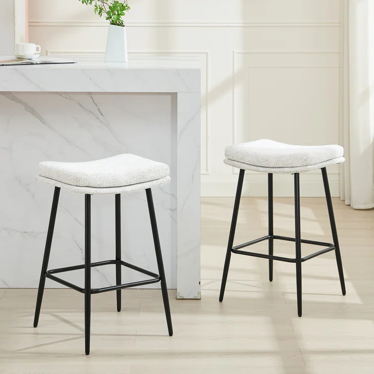 George Oliver Upholstered 26" Backless Saddle Barstools