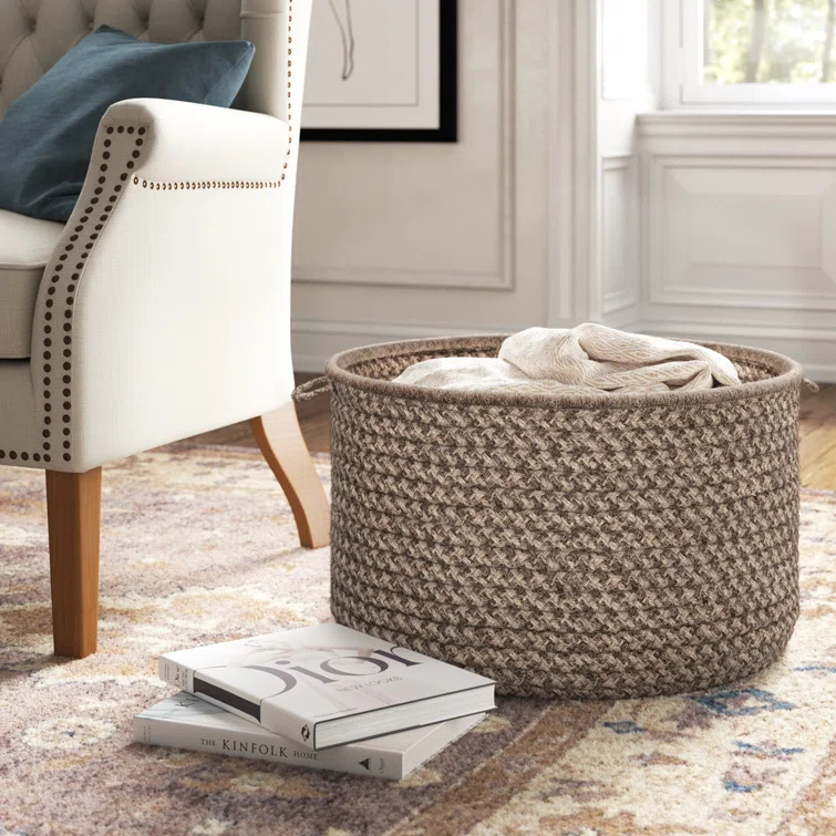 Kelly Clarkson Home Natural Wool Houndstooth Storage Basket