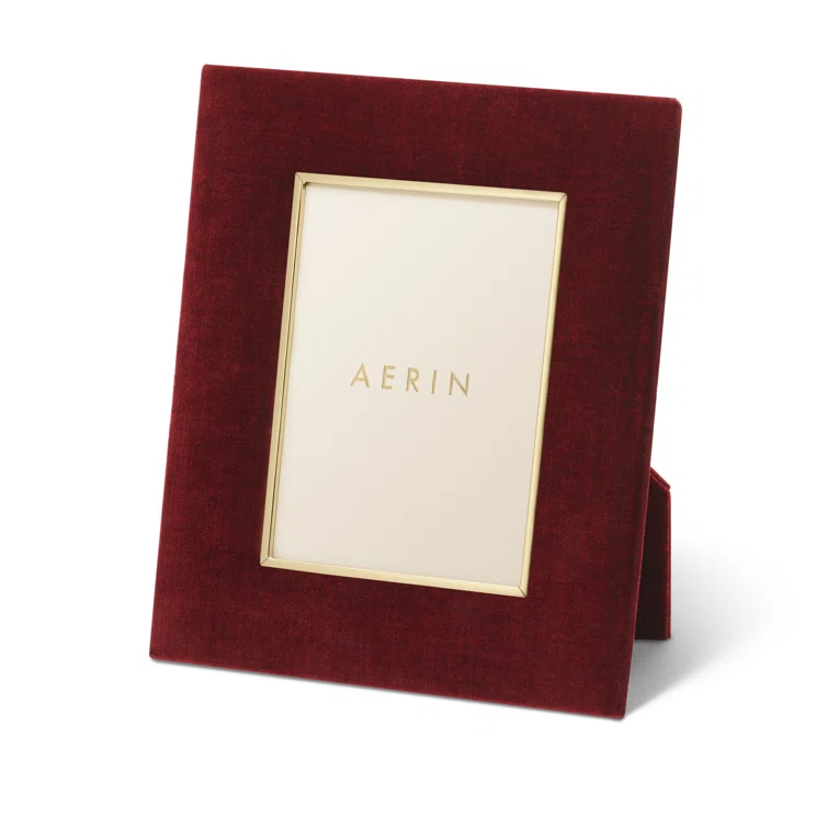 AERIN Valentina Matte Velvet Picture Frame in Cinnabar | Wayfair