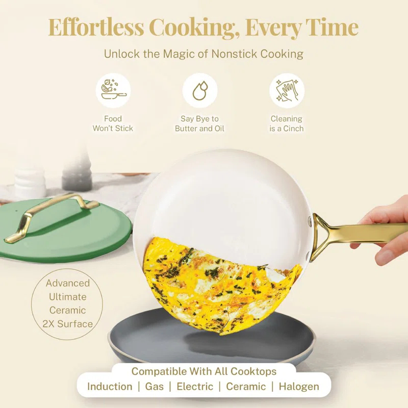 Gotham Steel Gotham Steel Modern Collection 11 Pc Cream Nonstick Cookware Set