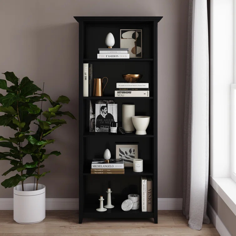 Simpli Home Amherst 30"W Solid Wood 5 Shelf Bookcase with Adjustable Shelves & Reviews | Wayfair