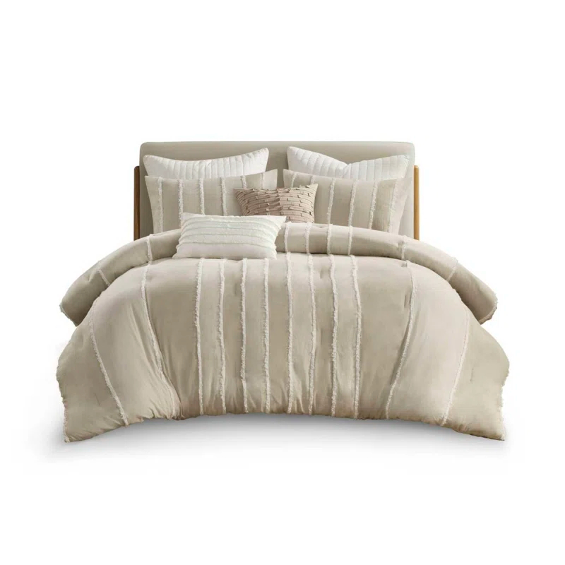 INK+IVY Shay 3 Piece Striped Cotton Duvet Cover Set