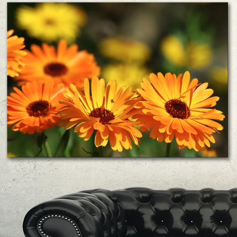 Design Art " Blooming Orange Marigold Flowers "