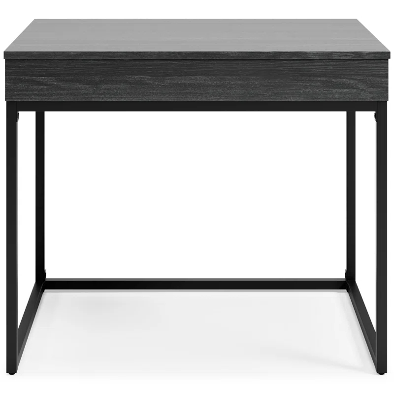 Benjara Yasmin Home Office Lift Top Desk, Dark Gray Wood, Black Metal, 36 Inch