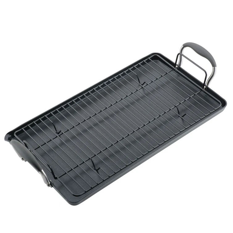 Anolon Anolon Advanced Home Hard Anodized Nonstick Double Burner Griddle With Roasting Rack, 2 Piece