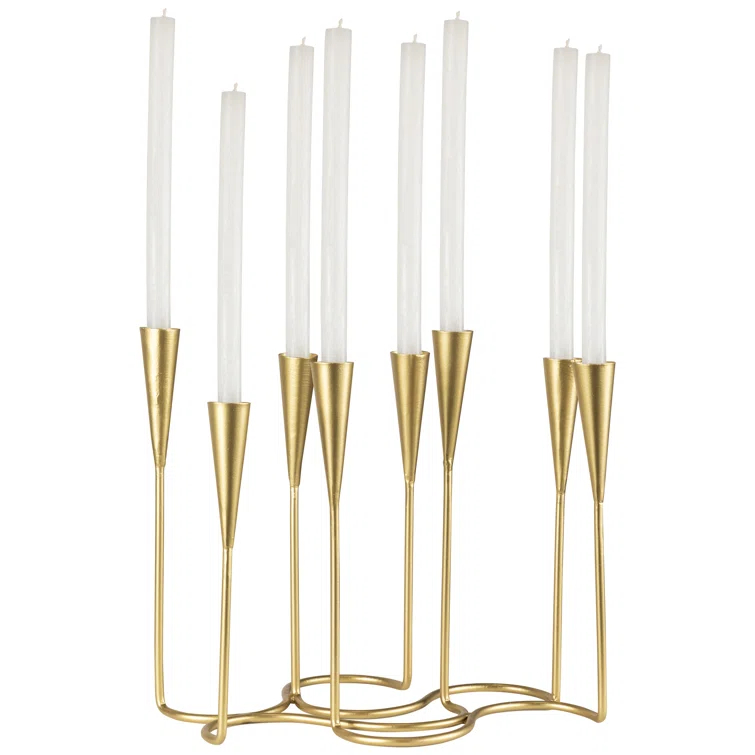 Northlight Seasonal Modern 8 Taper Candle Holder Candelabra - 11" - Matte Gold Finish