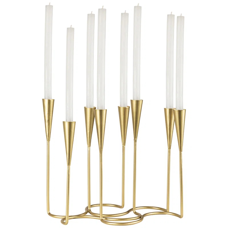 Northlight Seasonal Modern 8 Taper Candle Holder Candelabra - 11" - Matte Gold Finish