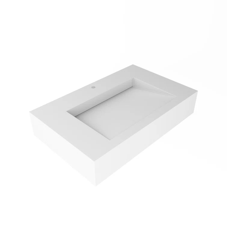 CastelloUSA Pyramid 24" Wall-Mounted Modern Bathroom Sink with Ramp Basin CB-GM-2053-24