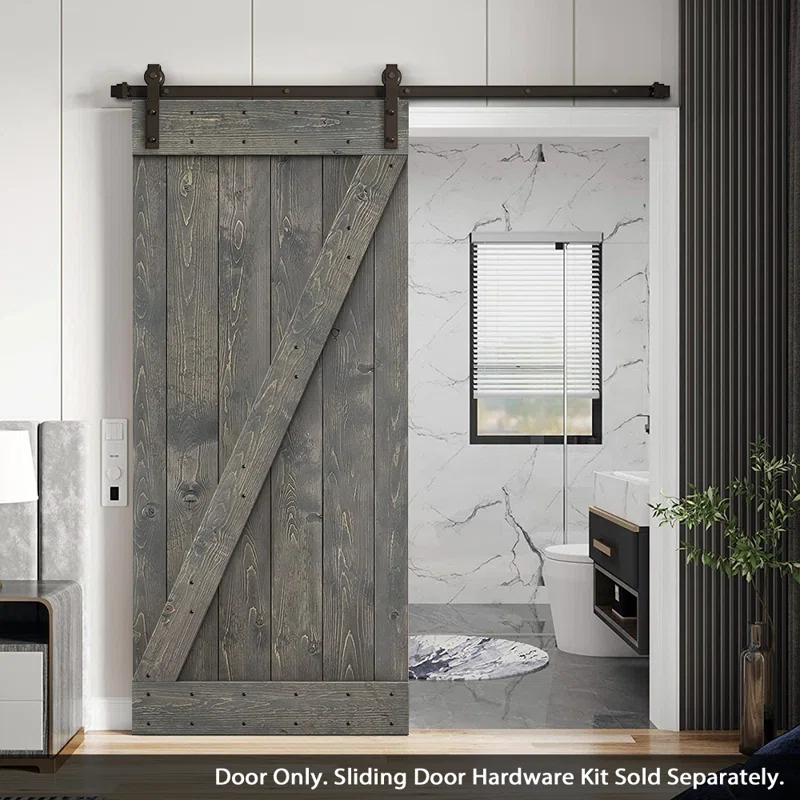 Calhome 84'' Solid Wood Paneled Painted Barn Door