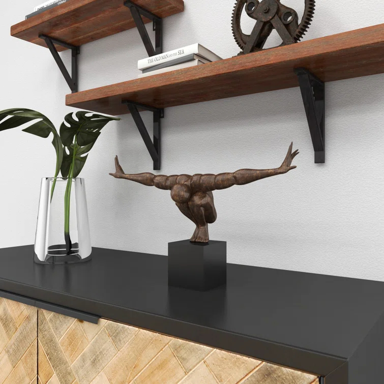Red Barrel Studio® Cleophis Polystone Diver Decorative Bronze Sculpture with Black Base