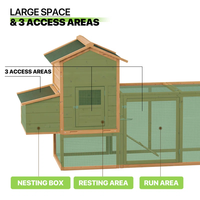 Archie & Oscar™ Allain Outdoor Chicken Coop with Nesting Box, 80" Wood Rabbit Hutch Poultry House Run Cage Enclosure