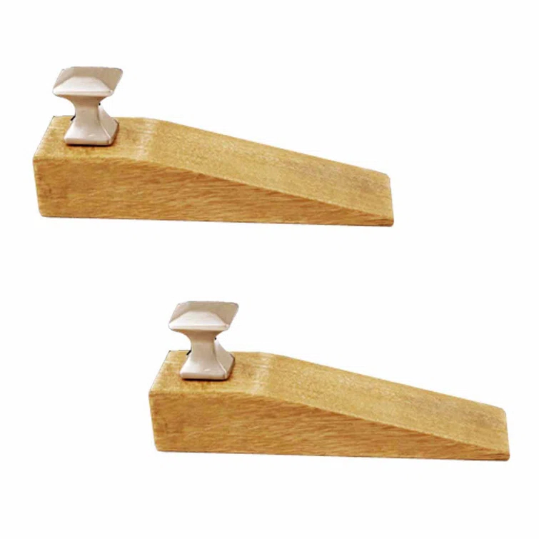 The Renovators Supply Inc. Knob Wood Wedge Floor Stop (Set of 2)