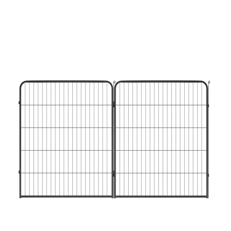FDW Dog Playpen Indoor 2 Panels Dog Pen For Medium And Large Dogs, Exercise Pen Pet Dog Fence With Doors Pet Puppy Playpen For RV Camping Yard, Black