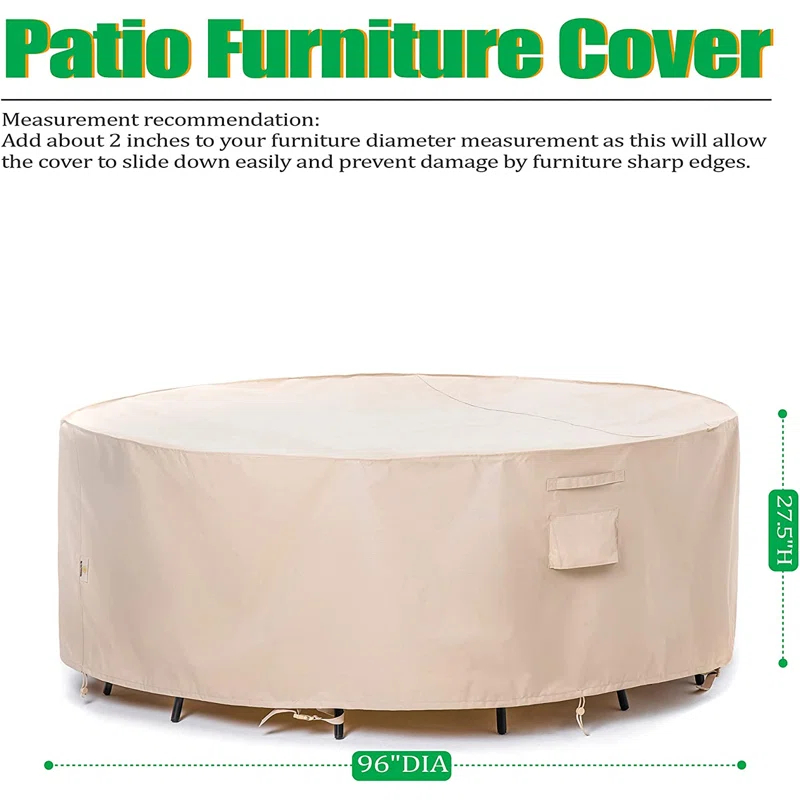 Premium Waterproof Outdoor Patio Round Table Cover: Latest Rip-Stop Fabric, 3-Year Warranty