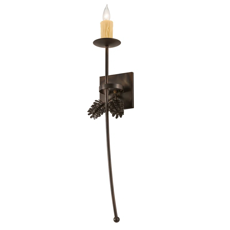 Meyda Lighting Rustic Lodge Steel Candle Wall Light