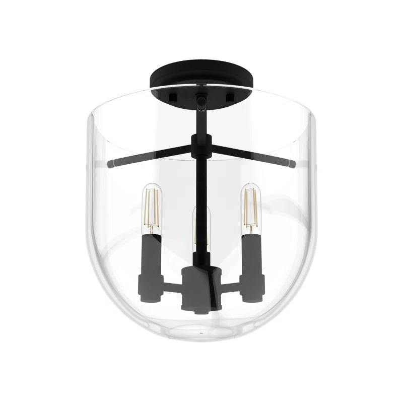 Hunter Sacha Natural Iron 3 Light Flush Mount Ceiling Light Fixture