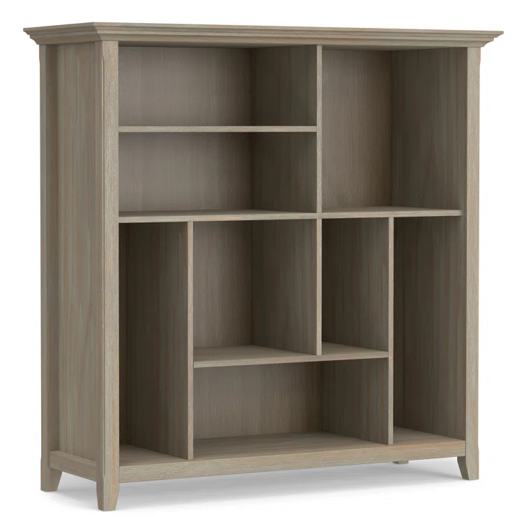 Simpli Home Amherst 44"W Solid Wood Multi Cube Bookcase with 8 Different Sized Storage Cubbies
