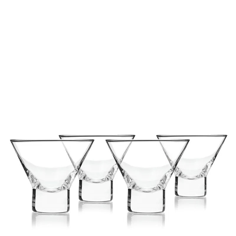 Viski Raye Heavy Base Crystal Stemless Martini Glasses