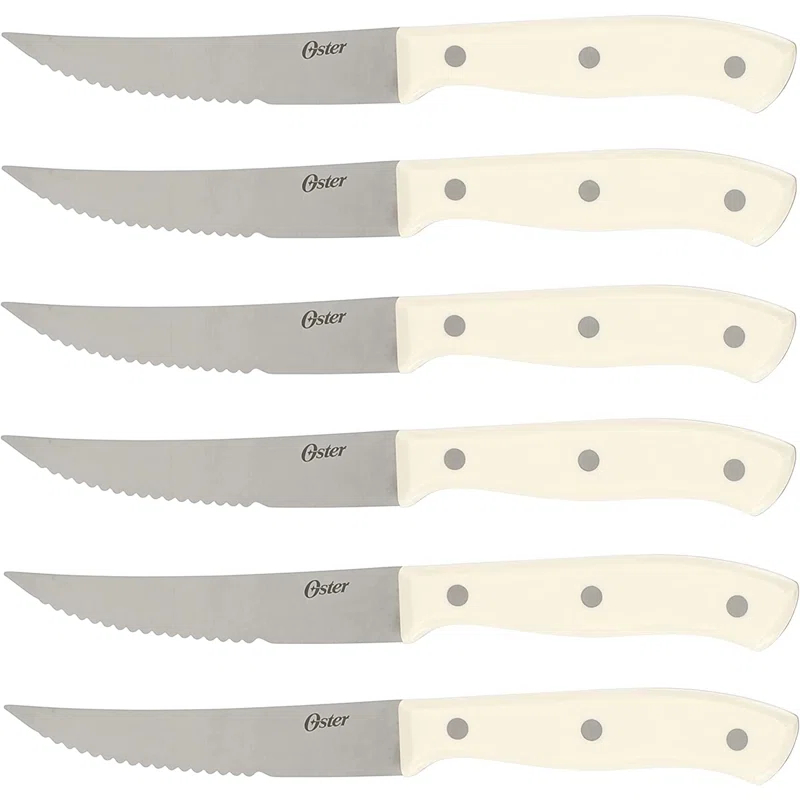 Oster Oster Evansville 14 Piece Stainless Steel Blade Cutlery Set in White