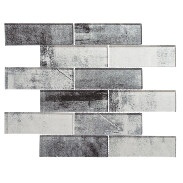 Andova Migdal 2'' x 6'' Glass Brick Joint Mosaic Kitchen Backsplash, Bathroom, Shower, Wall and Floor Tile