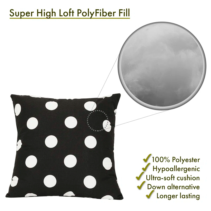 Polka Dot Polka Dots Cotton Reversible Throw Pillow