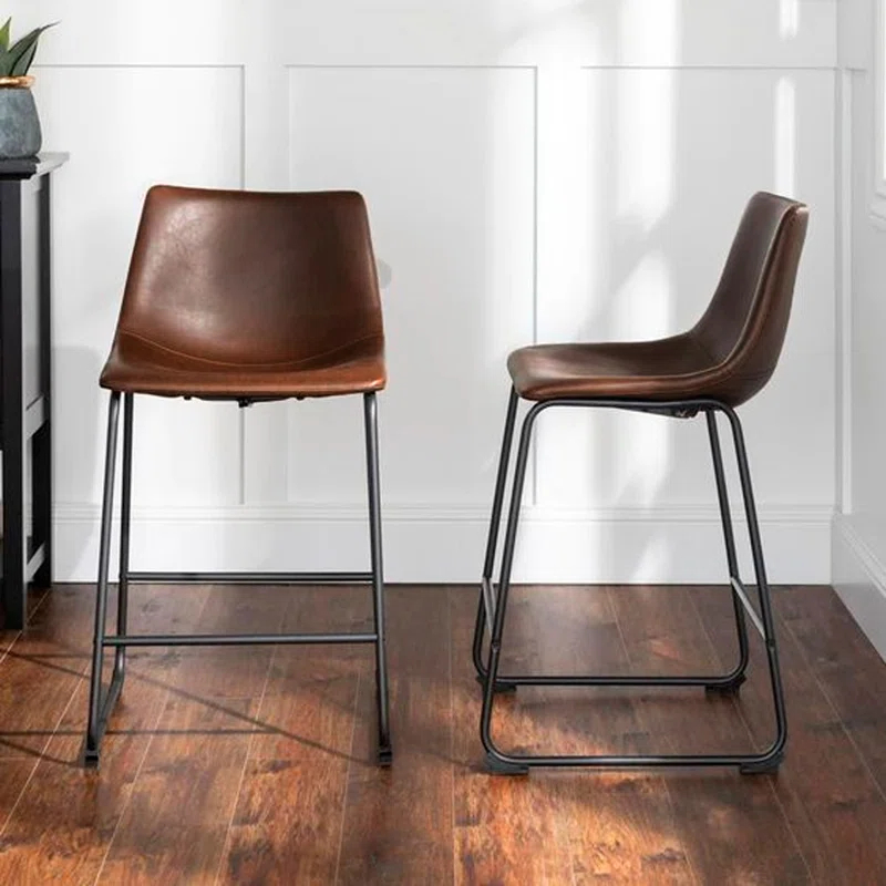 Keighley Upholstered 24.25'' Counter Stool with Metal Frame Jalasha (Set of 2)