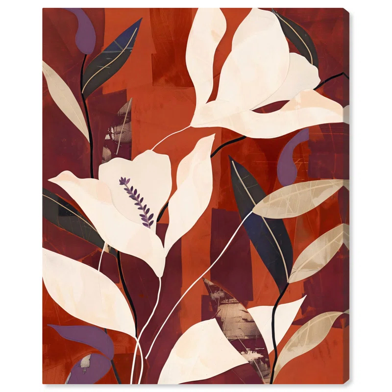 Art Remedy Maroon Floral Dreams Canvas Fall Inspired Abstract Art by Art Remedy