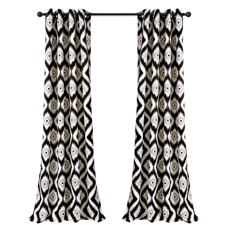 Lush Decor Diamond Ikat Polyester Semi Sheer Curtain Pair (Set of 2)